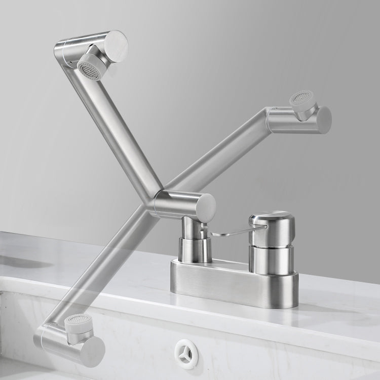 2 Holes Sink Faucet Swivel Stainless Steel Single Lever Handle Centerset Faucet