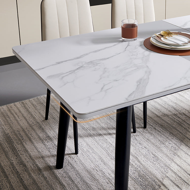 White Stone Dinette Set with Black Legs 1/2/5/7 Pieces Modern Dining Table Set