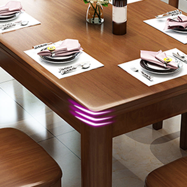 Modern Standard Height Furniture 7 Pcs Solid Wood Rectangle Dinette Table with Chair