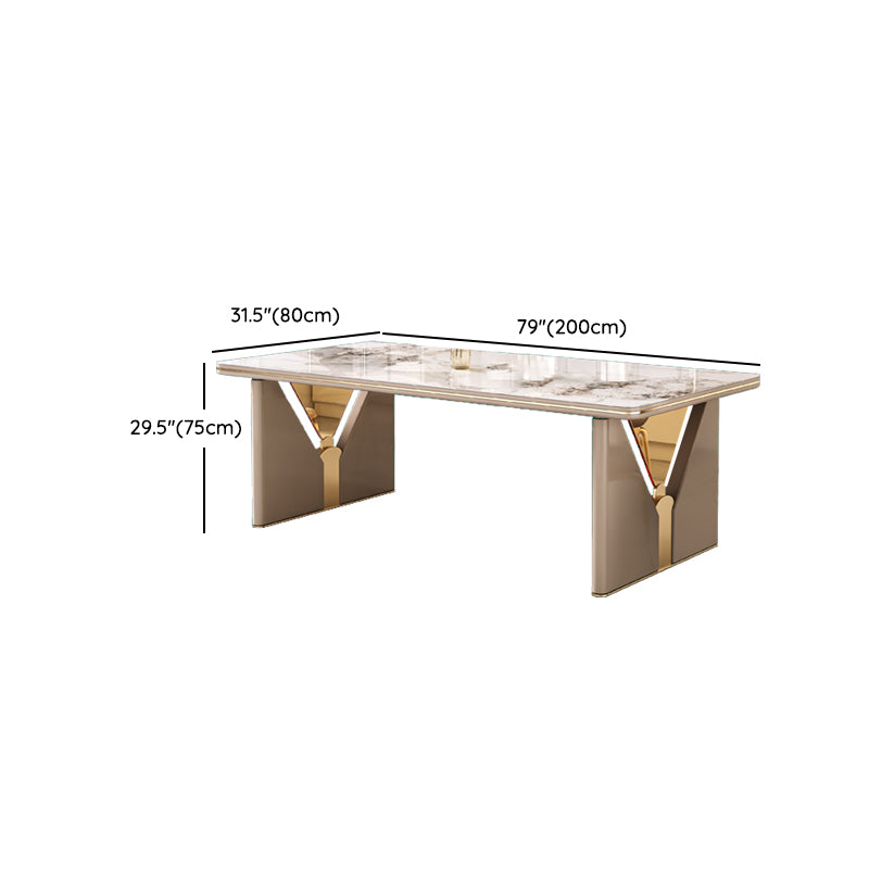 High Gloss White Dining Table Set 1/4/5/7 Pieces Stone Dinette Set for Kitchen