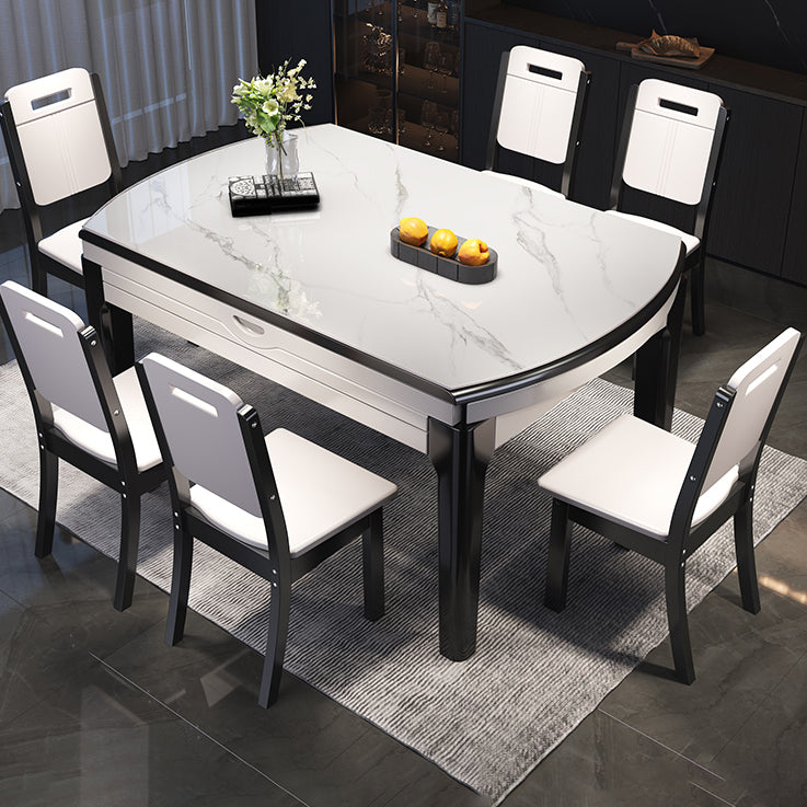 Stone Top Foldable Dining Table Set for Home 1/7 Pieces Modern Dinette Set