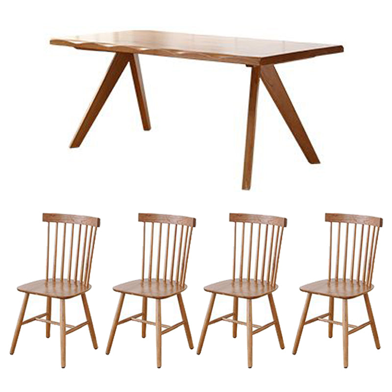 Modern Style Furniture 5/7 Pcs Rectangle Solid Wood Dinette Table with Dining Chair
