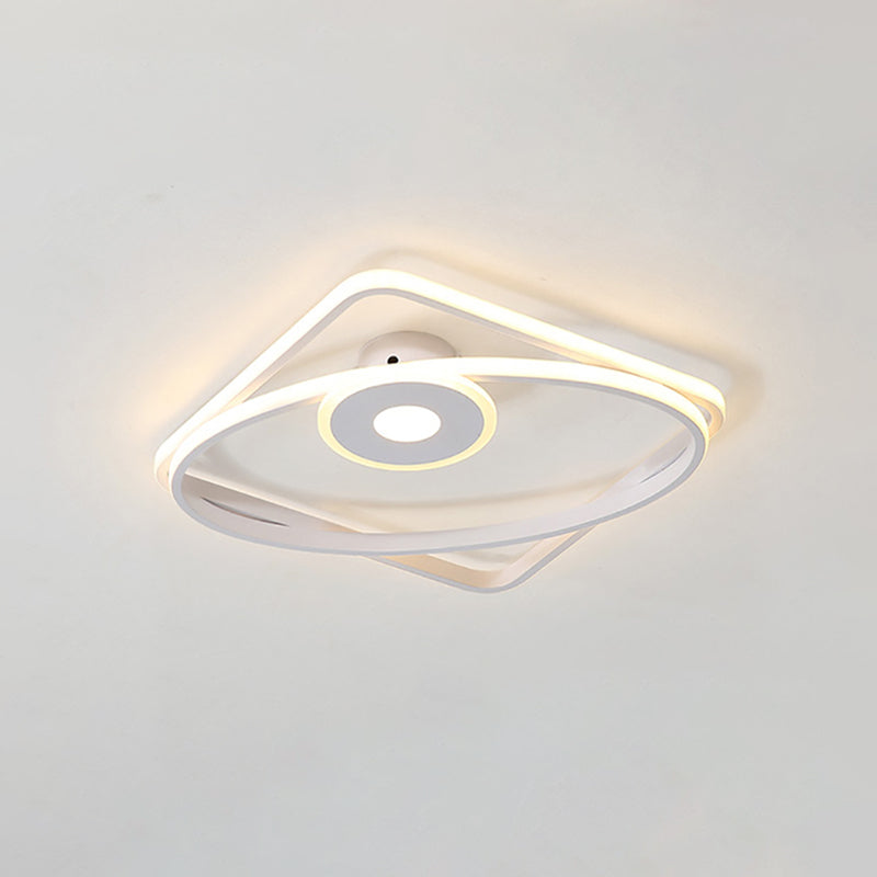 Moderne LED-Flush-Leuchte Weiß/Schwarz Geometrische Rahmen Deckenbündige Halterung mit Acryl Schatten in Warm/Weißes Licht