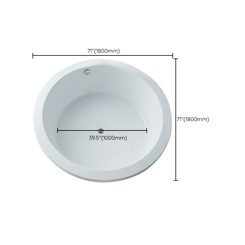 Modern Round Bath Acrylic Soaking White Back to Wall Drop-in Bathtub