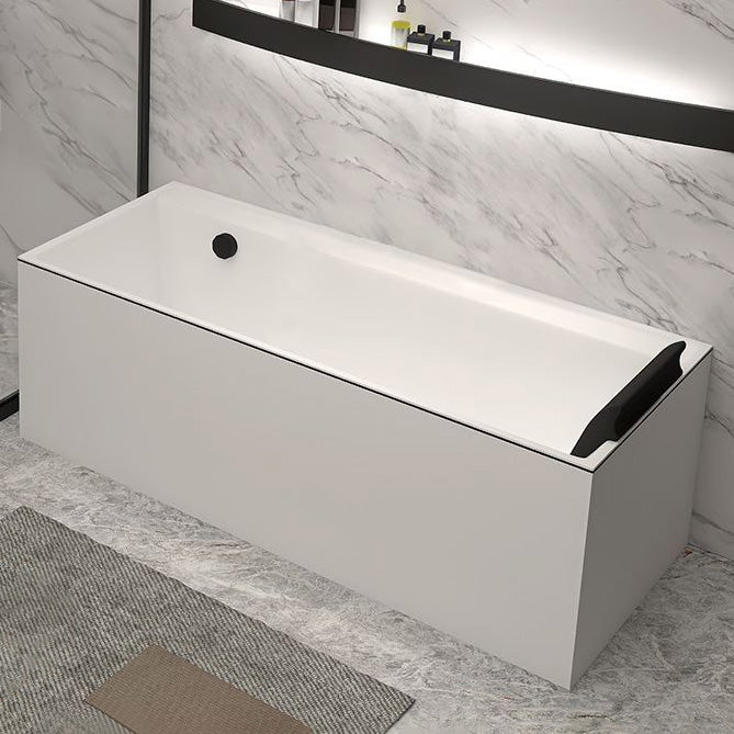 Modern Rectangular Bathtub Acrylic Soaking White Back to Wall Bathtub