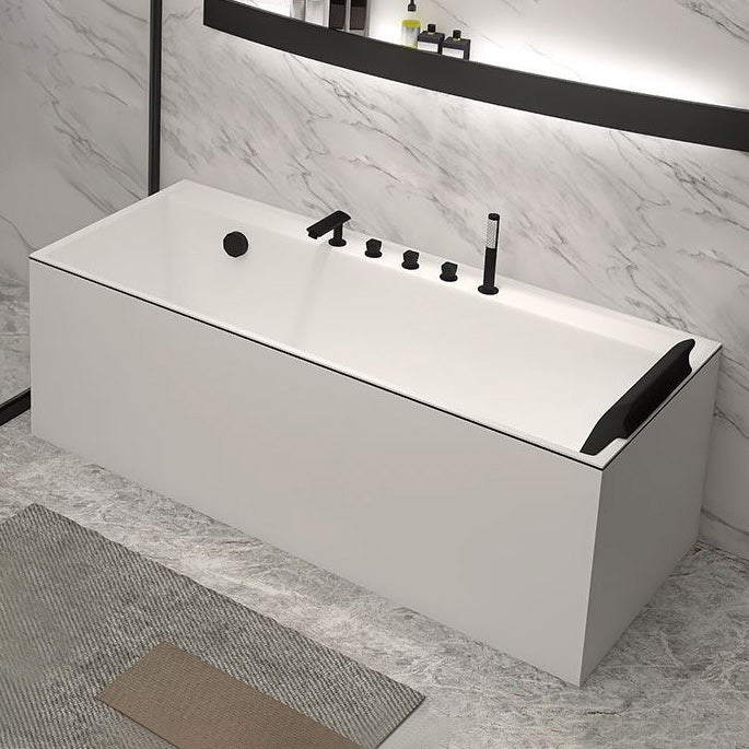 Modern Rectangular Bathtub Acrylic Soaking White Back to Wall Bathtub