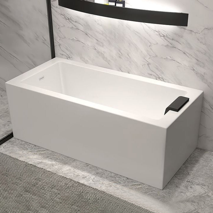 Modern Rectangular Bathtub Acrylic Soaking White Back to Wall Bathtub