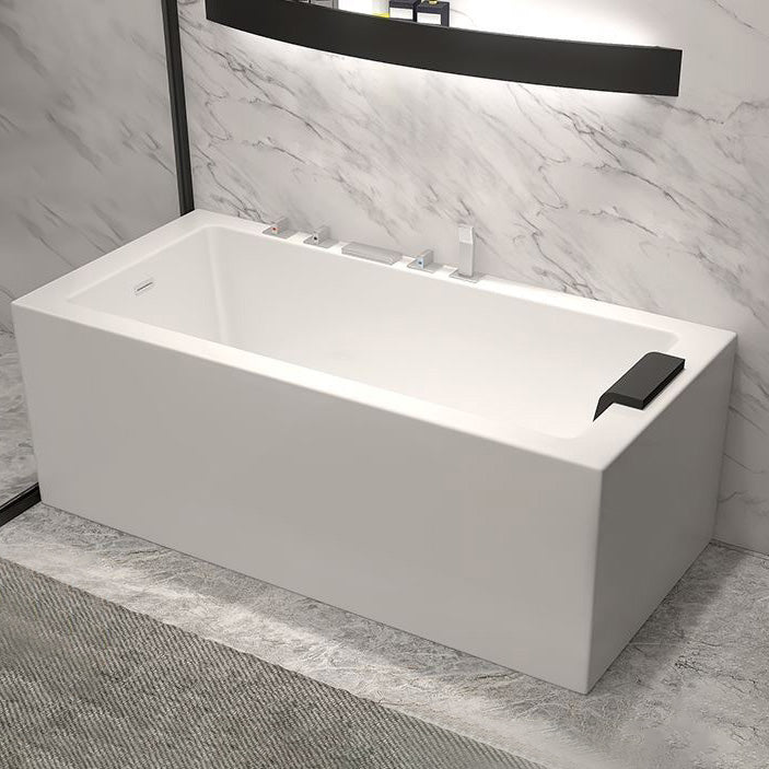 Modern Rectangular Bathtub Acrylic Soaking White Back to Wall Bathtub