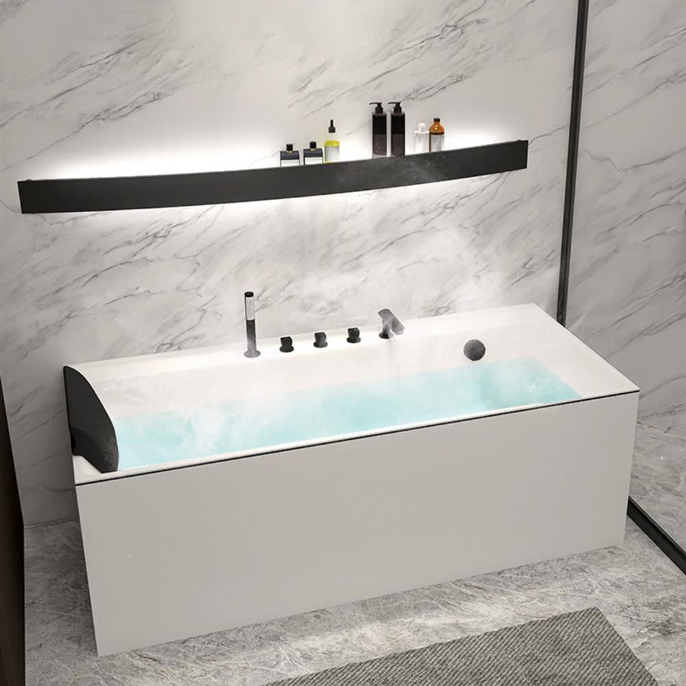 Modern Rectangular Bathtub Acrylic Soaking White Back to Wall Bathtub