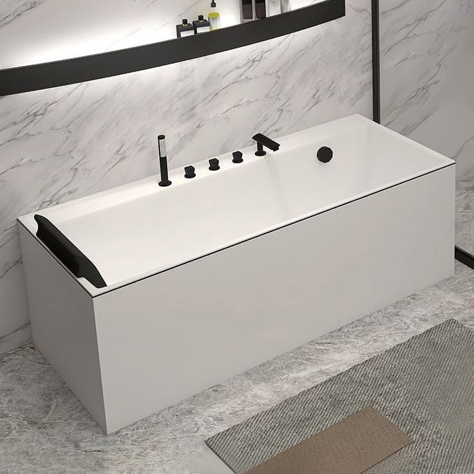 Modern Rectangular Bathtub Acrylic Soaking White Back to Wall Bathtub