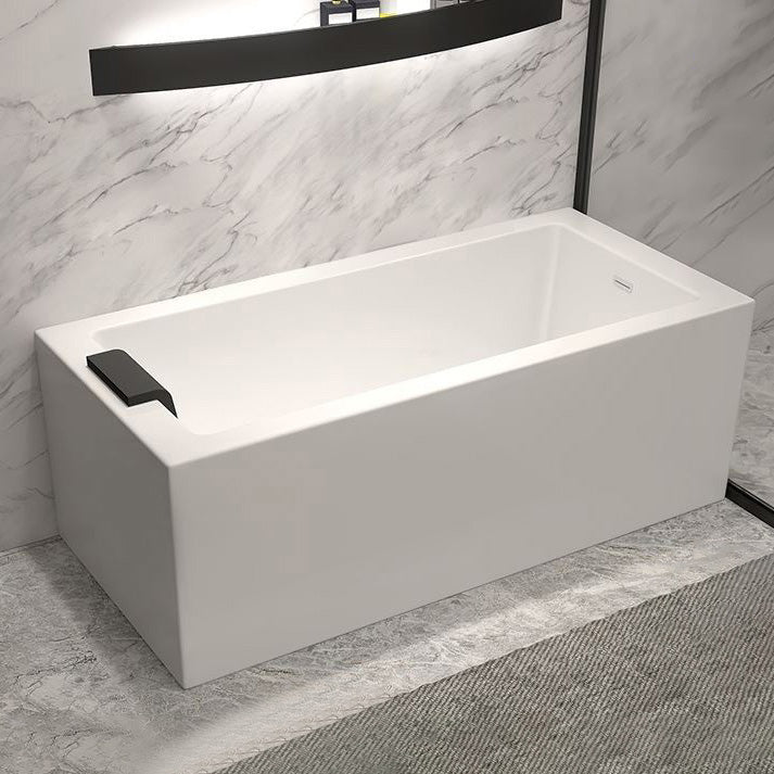 Modern Rectangular Bathtub Acrylic Soaking White Back to Wall Bathtub