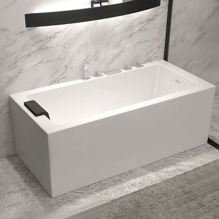 Modern Rectangular Bathtub Acrylic Soaking White Back to Wall Bathtub