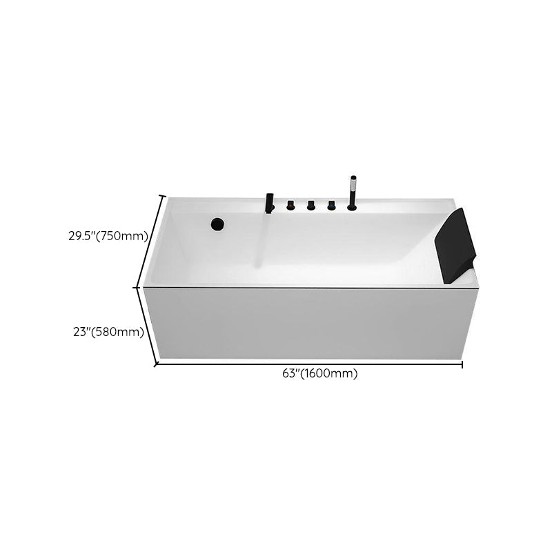 Modern Rectangular Bathtub Acrylic Soaking White Back to Wall Bathtub