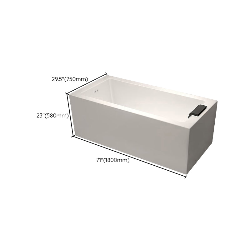 Modern Rectangular Bathtub Acrylic Soaking White Back to Wall Bathtub