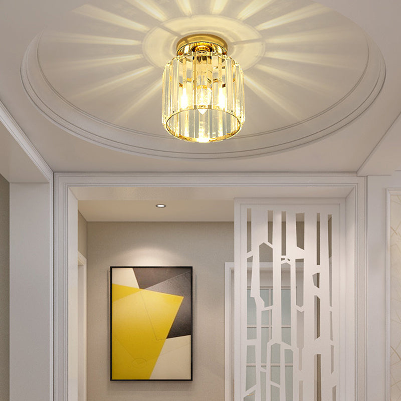 Modern Crystal Ceiling Lamp Geometric Flush Mount Light Fixture for Bedroom