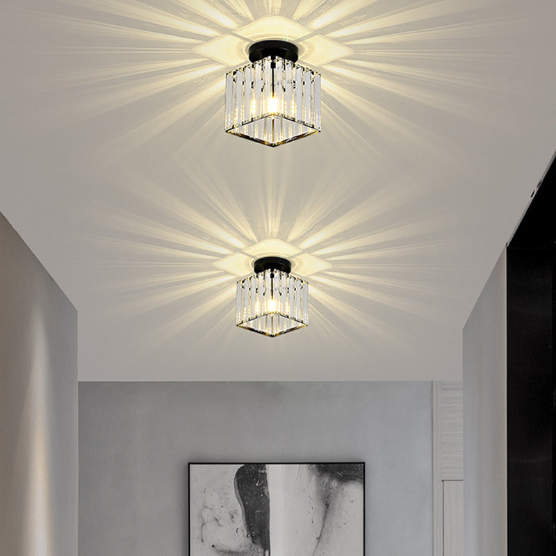 Modern Crystal Ceiling Lamp Geometric Flush Mount Light Fixture for Bedroom