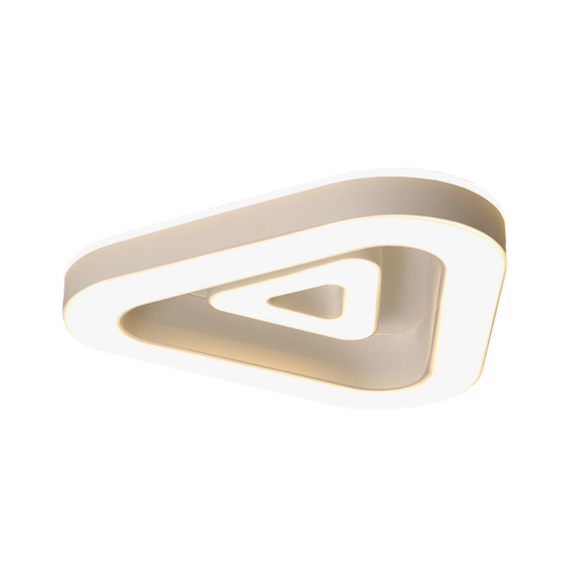 Triangular Flush Mount Ceiling Fixture Contemporary Metal 18"/21.5" Wide Black/White LED Flush Light for Bedroom