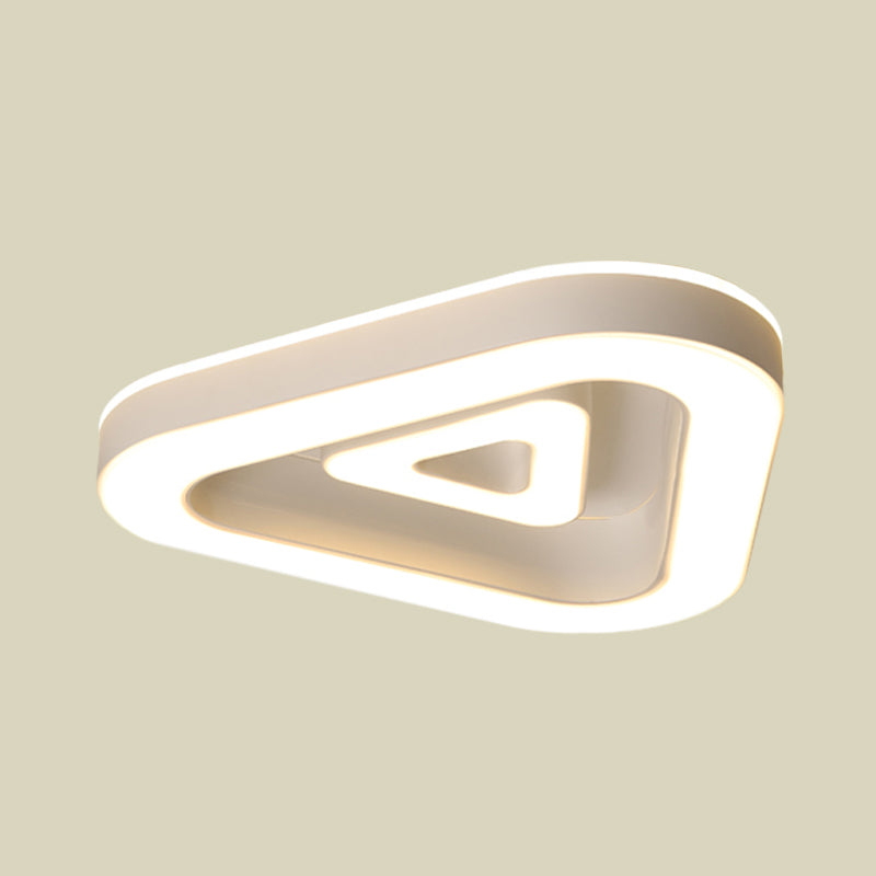 Triangular Flush Mount Ceiling Fixture Contemporary Metal 18"/21.5" Wide Black/White LED Flush Light for Bedroom