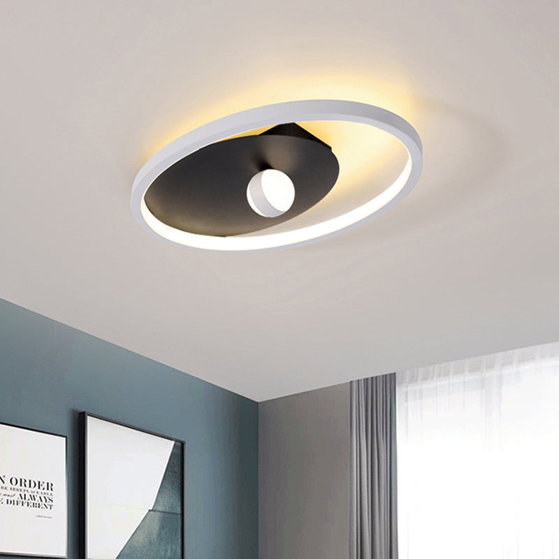 Modern Oval Frame Flush Mount Ceiling Lampe Acryl Schlafzimmer LED Flush Pendant Licht mit Ball Design in Schwarz und Weiß