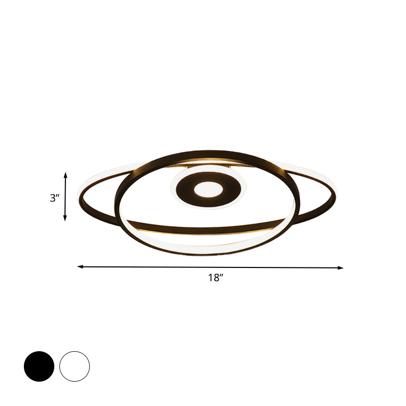 Geometric Frame Ceiling Mount Modernist Acrylic Black/White LED Flush Pendant Light for Bedroom in Warm/White Light