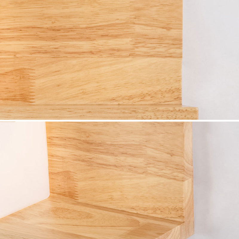 Contemporary Wall Light Fixture Wooden Wall Light Sconce with Glass Shade for Bedroom