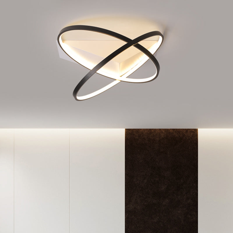 Modernist Dual Rings Ceiling Mount Acrylic Bedroom LED Flush Mount Lamp in Black, 16.5"/20.5" W