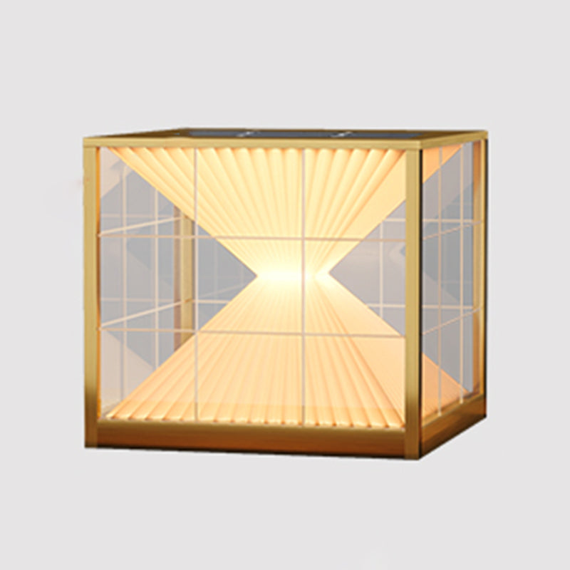 Square Shape Metal Outdoor Lamp Modern Style 1 Light Solar Pillar Light