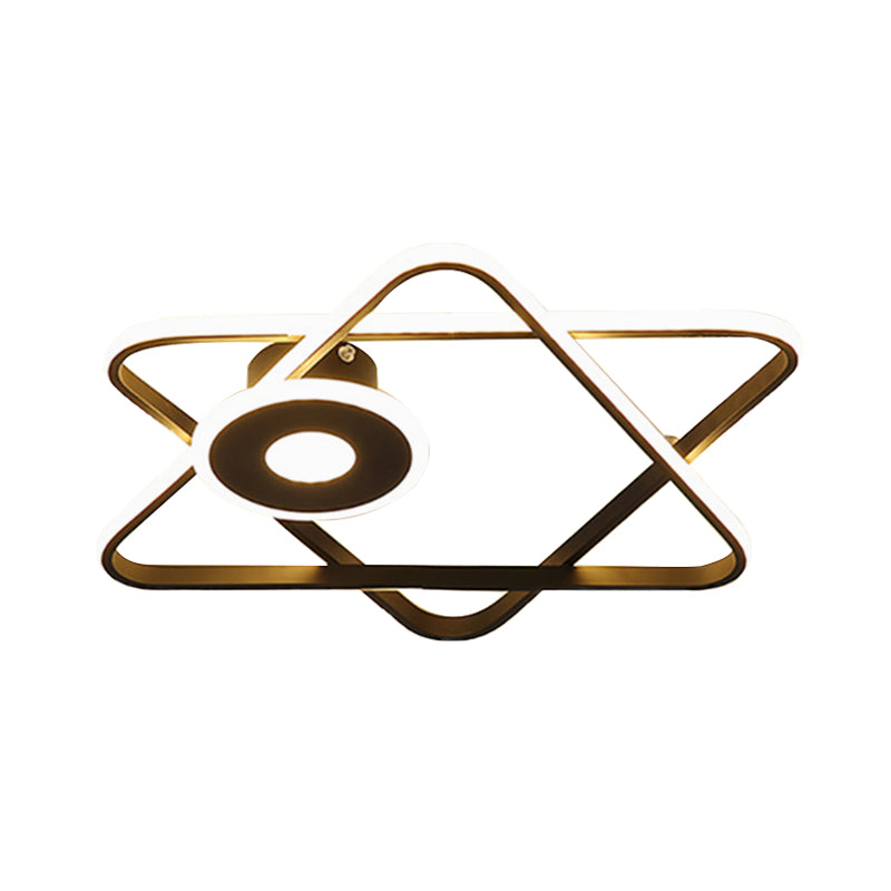 Frames noires / blanches Dual Triangulaires Ceiling Flush Mount Minimalist Acrylique DEL Flush Light Fixture in Warm / White Light