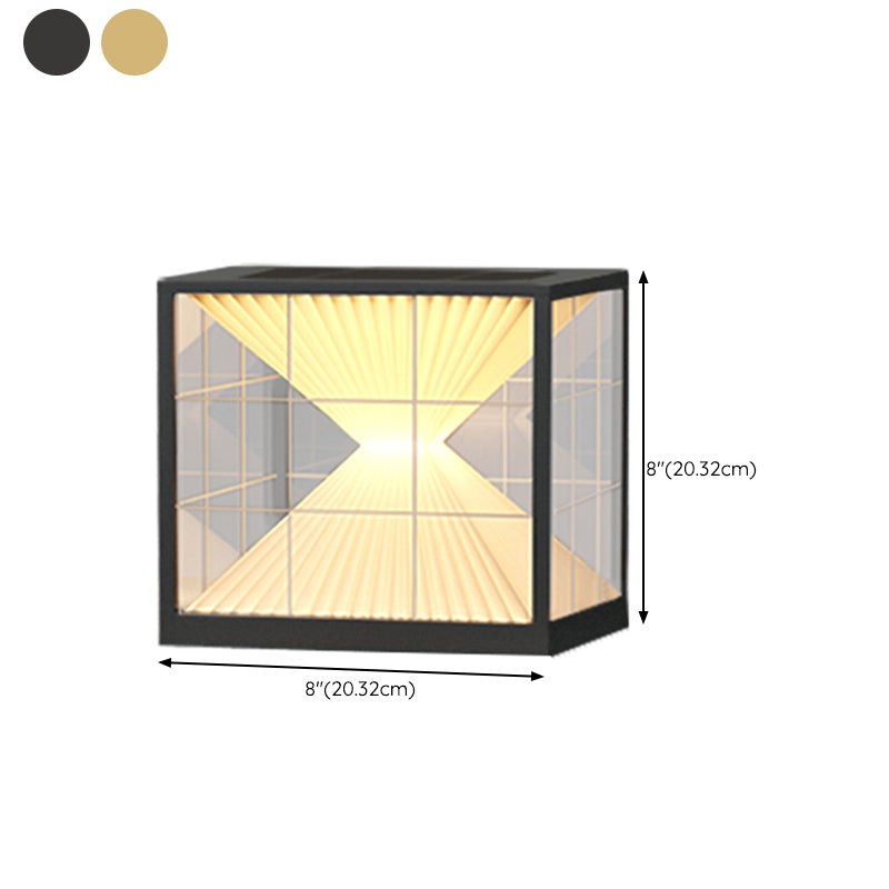 Square Shape Metal Outdoor Lamp Modern Style 1 Light Solar Pillar Light
