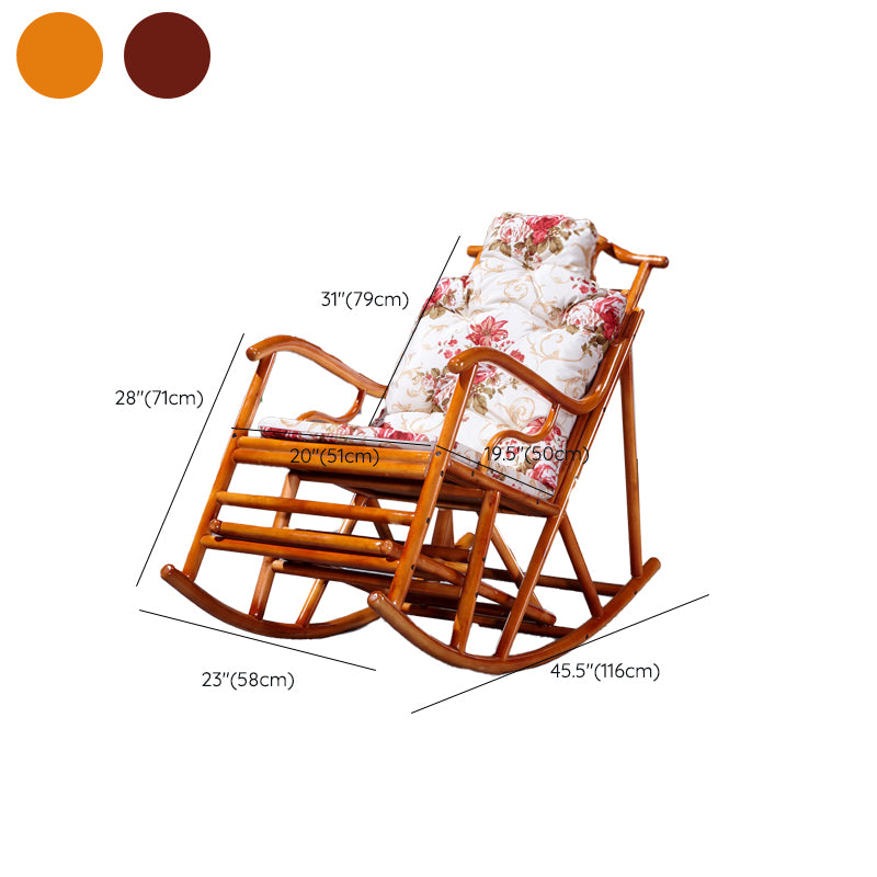 Mid Century Modern Indoor Rocking Chair Wooden Rattan Rocking Chair