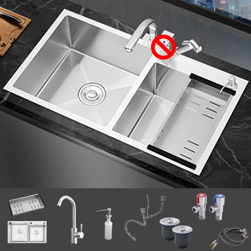 Dirt Resistant Kitchen Sink Soundproof Detail Kitchen Double Sink with Overflow Hole