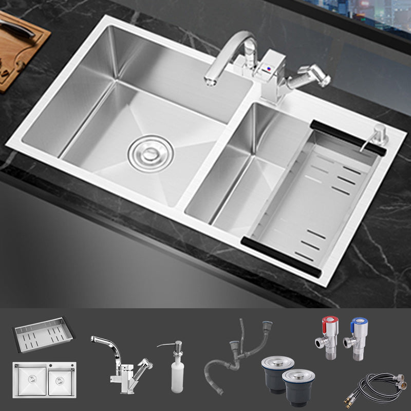 Dirt Resistant Kitchen Sink Soundproof Detail Kitchen Double Sink with Overflow Hole