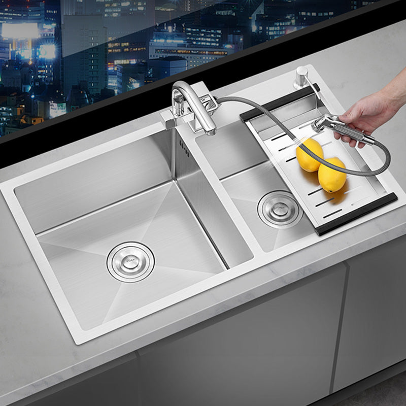 Dirt Resistant Kitchen Sink Soundproof Detail Kitchen Double Sink with Overflow Hole