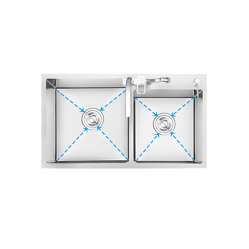 Dirt Resistant Kitchen Sink Soundproof Detail Kitchen Double Sink with Overflow Hole