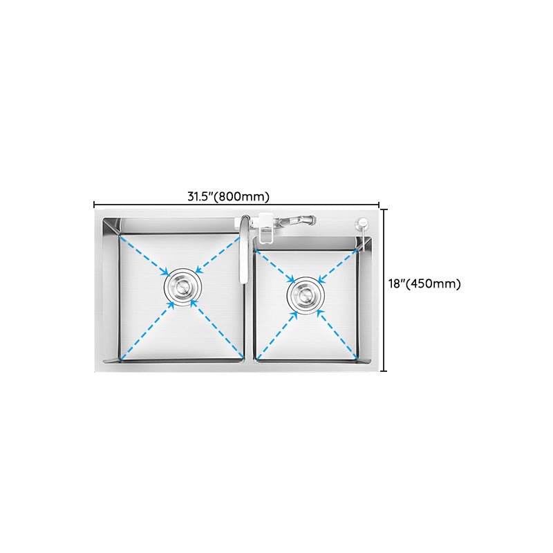 Dirt Resistant Kitchen Sink Soundproof Detail Kitchen Double Sink with Overflow Hole