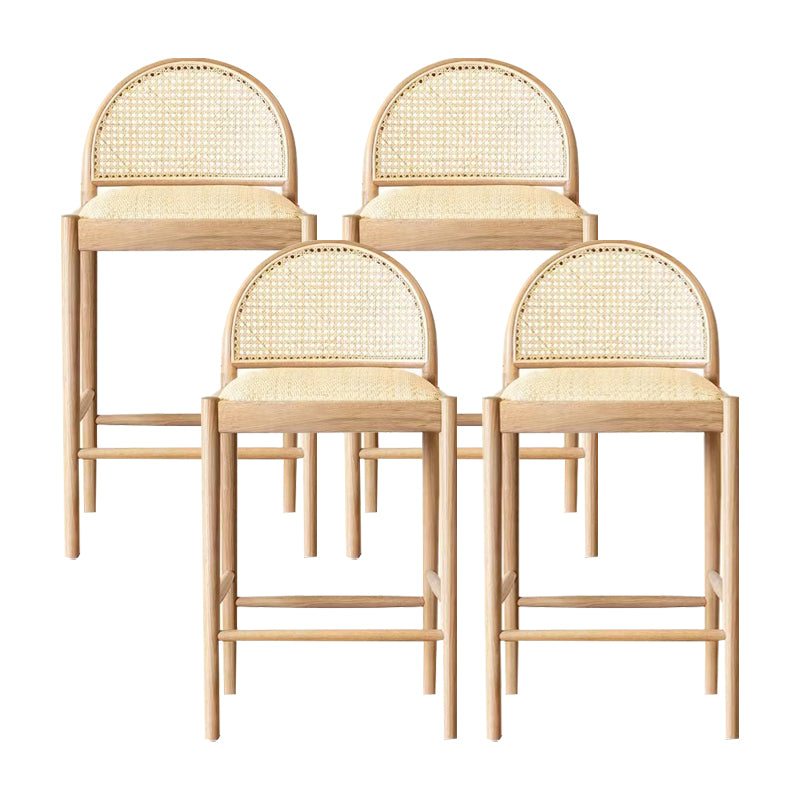 Contemporary Solid Wood Bar Stool Wicker Bar Stool with Footrest