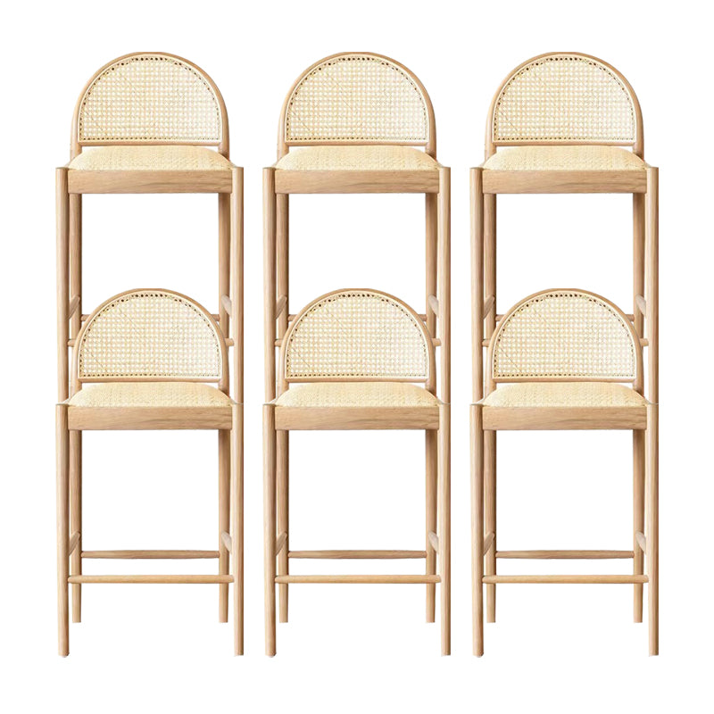 Contemporary Solid Wood Bar Stool Wicker Bar Stool with Footrest