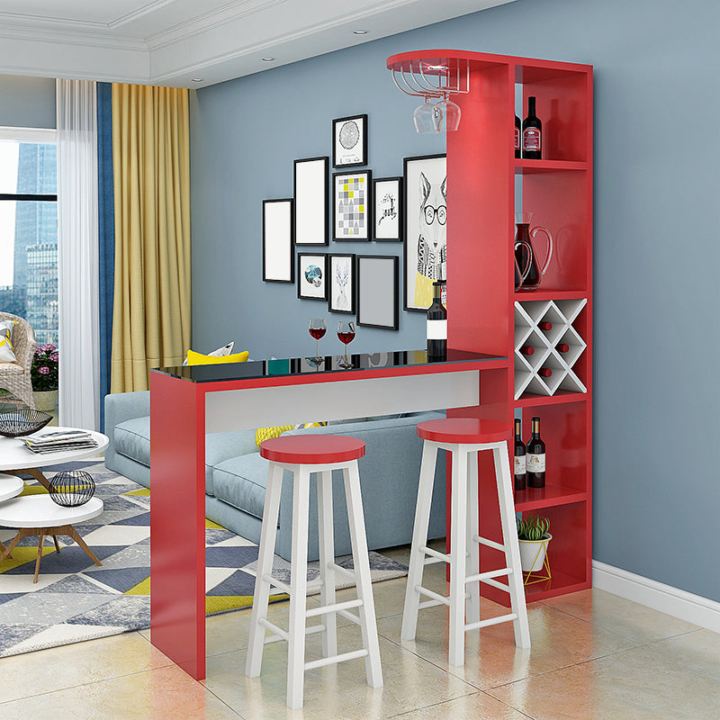 Manufactured Wood Bar Table with Storage Matte Finish Bistro Table for Small Places