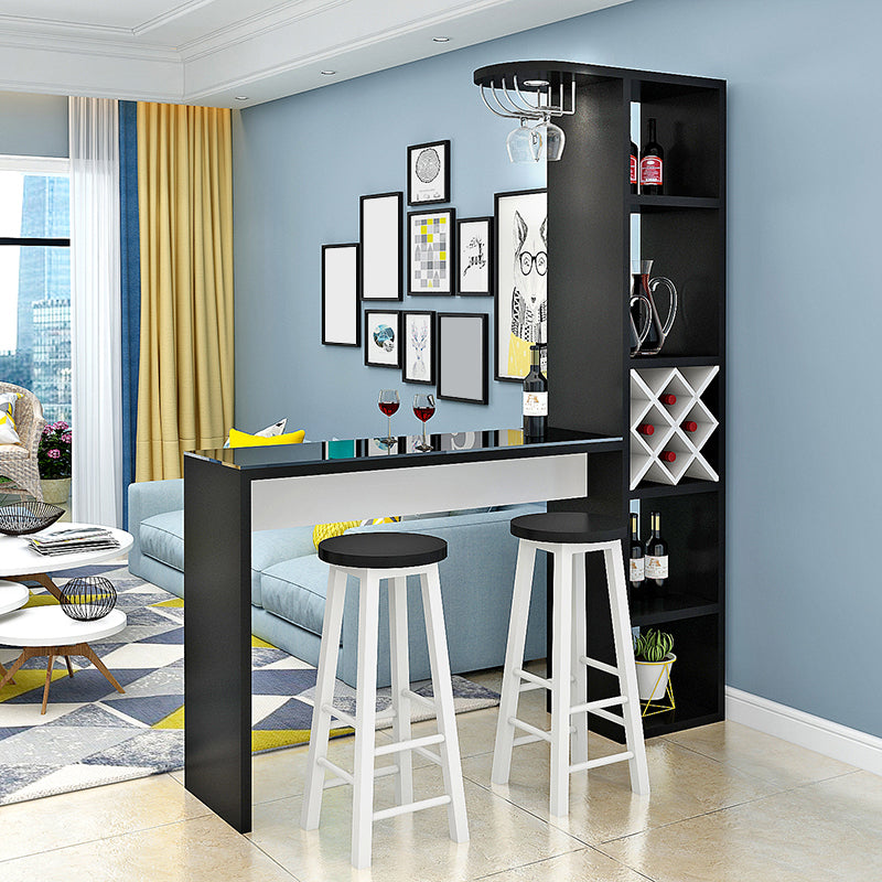 Manufactured Wood Bar Table with Storage Matte Finish Bistro Table for Small Places