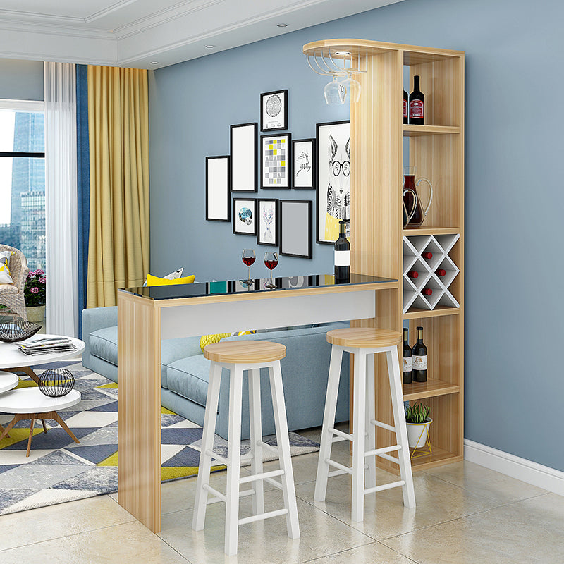 Manufactured Wood Bar Table with Storage Matte Finish Bistro Table for Small Places