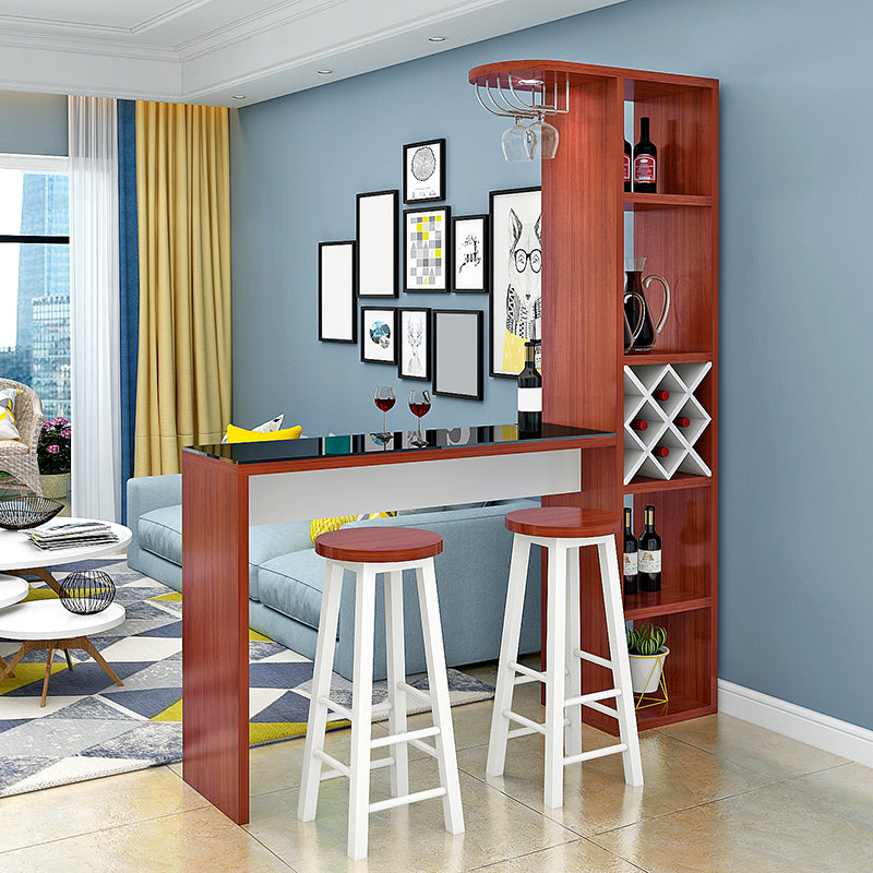 Manufactured Wood Bar Table with Storage Matte Finish Bistro Table for Small Places