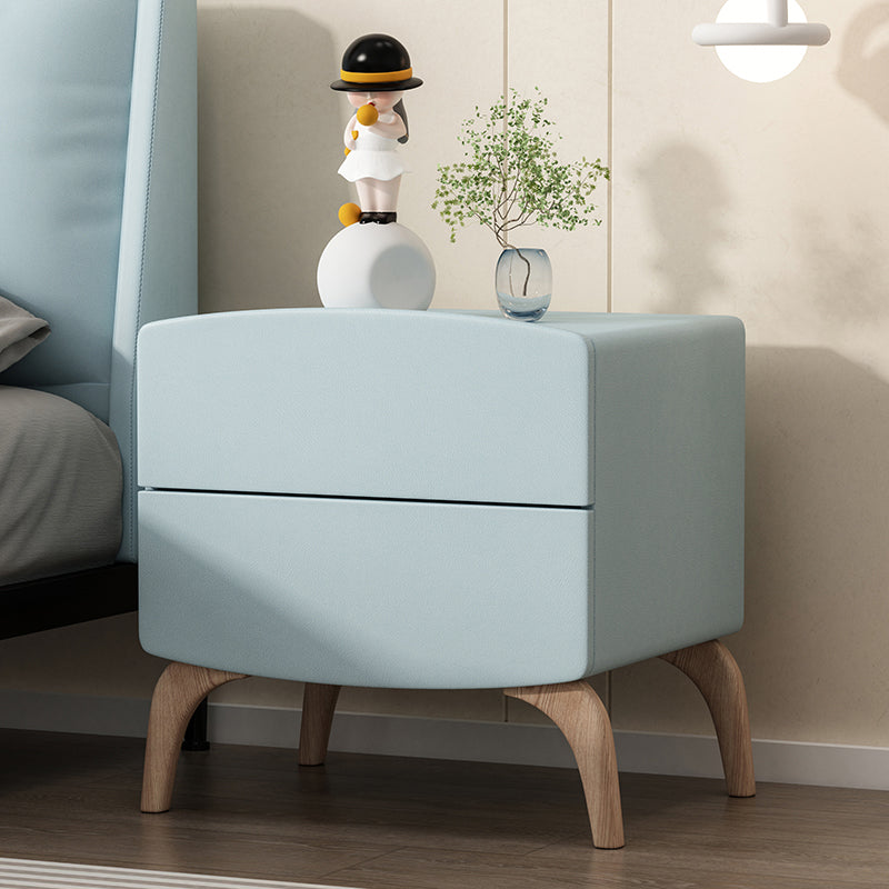Modern Flat Top Kids Nightstand Solid Wood Nightstands with Drawers