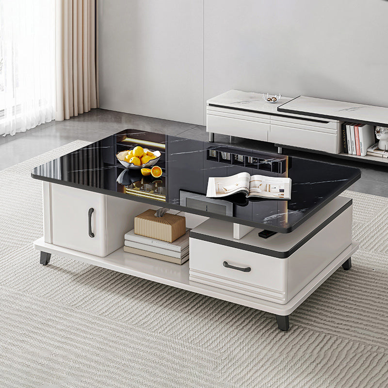 Rectangle Single Stone Coffee Table 4 Legs Coffee Table with Storage