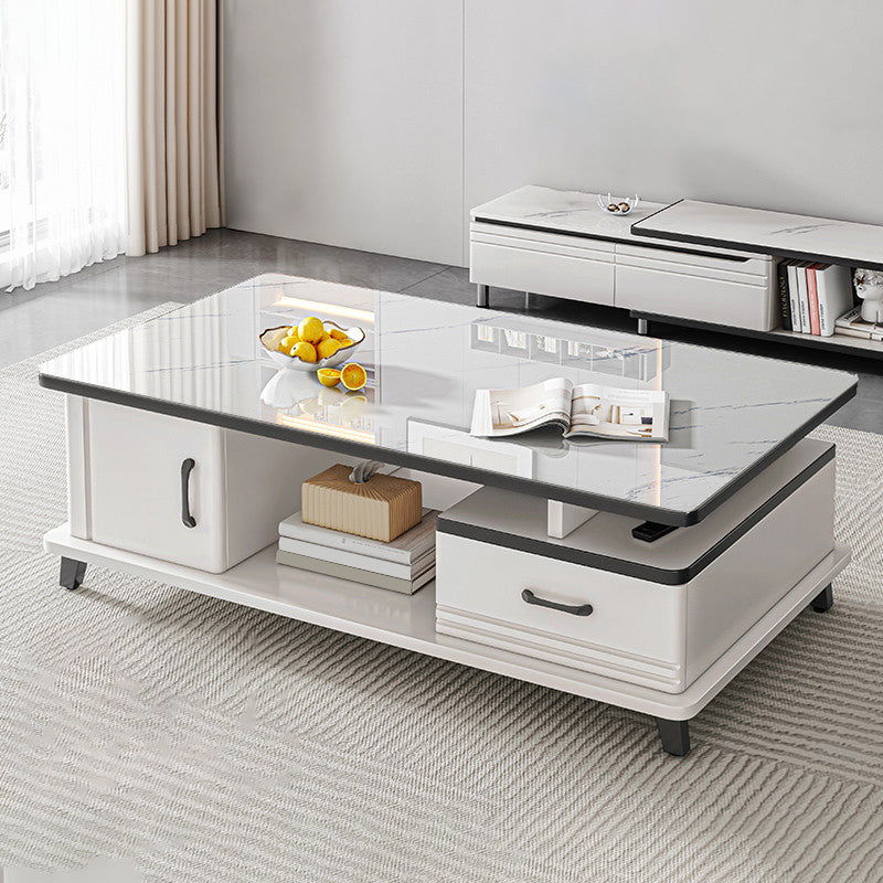 Rectangle Single Stone Coffee Table 4 Legs Coffee Table with Storage