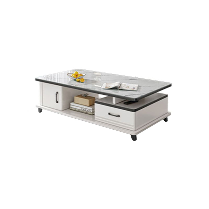 Rectangle Single Stone Coffee Table 4 Legs Coffee Table with Storage