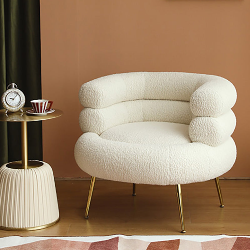 White Barrel Chair Arms Included Lounge Chair for Living Room
