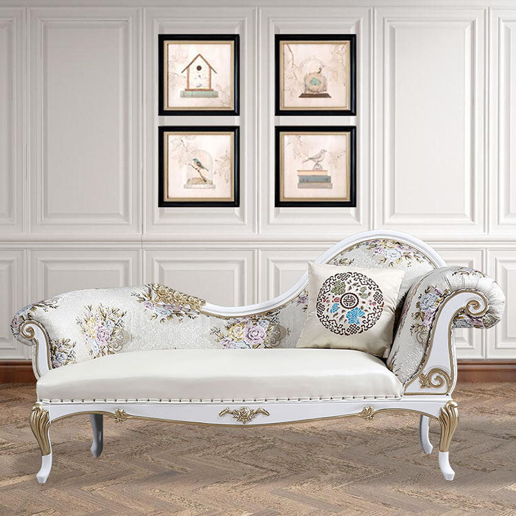 Modern Glam Upholstered Chaise Lounge Couch Rolled Arms Chaise