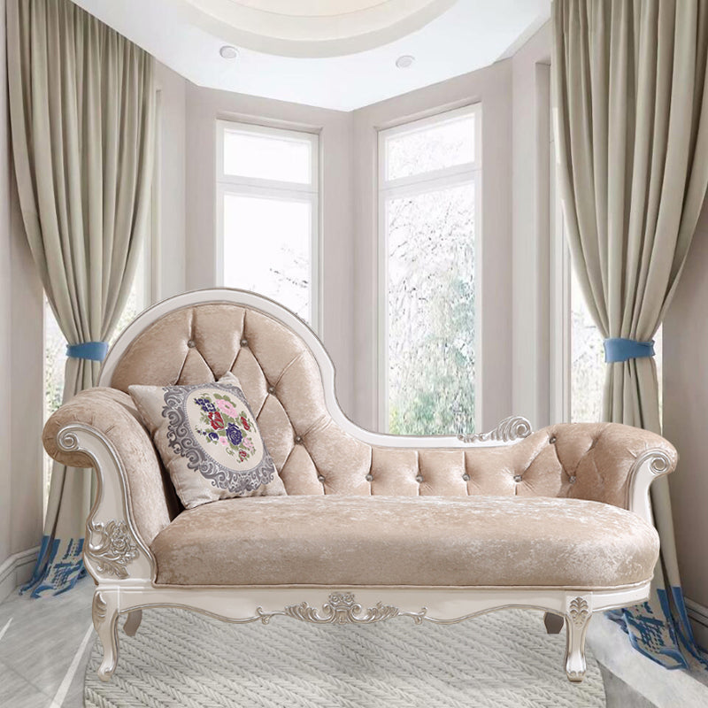 Modern Glam Upholstered Chaise Lounge Couch Rolled Arms Chaise