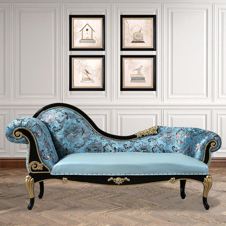 Modern Glam Upholstered Chaise Lounge Couch Rolled Arms Chaise
