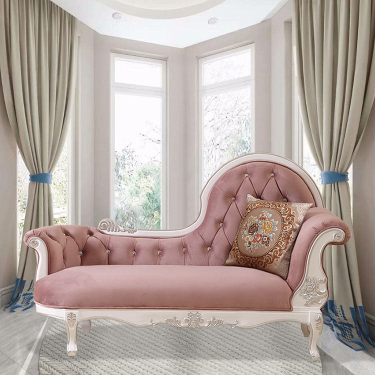 Modern Glam Upholstered Chaise Lounge Couch Rolled Arms Chaise